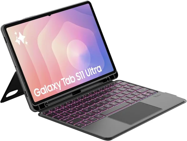 حالة لوحة مفاتيح مغناطيسية للإنجليزية لجهاز Samsung Galaxy Tab S11 Ultra 2025 - 14.6 بوصة