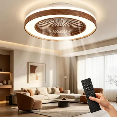 Ventilador de techo con luz, ventilador ajustable de techo con control remoto, 6 velocidades / Ultra-silencio / Temporizador / Memoria, LED Luz de techo