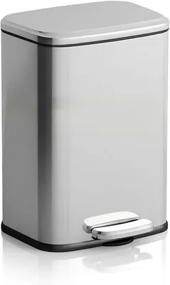 Stainless Steel Foot Pedal Trash Can - 9L Soft-Close Lid Garbage Bin with Removable Inner Bucket, Hands-Free