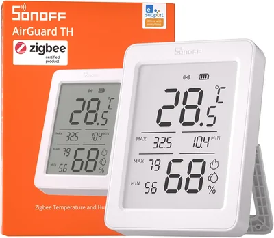 SONOFF SNZB-02DR2 AirGuard TH, 3.6' LCD Smart Temperatur- och fuktighetsföskning Zigbee Indoormonitor med App-övervakning - 5% avrabat