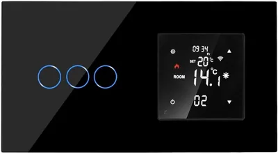 WiFi Smart Thermostat Touch Switch Floor Heating Controller (3gang Black) Best Deal