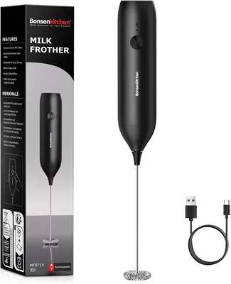 Bonsenkitchen Rechargeable Batidor de Leche Portátil, Mezclador Desmontable de Acero Inoxidable, Diseño de Bajo Ruido para Cappuccino y Matcha - 26% de Descuento