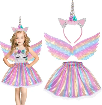 Unicorn Costume Girls Tutu Skirt with Wings & Headband - Best Deal