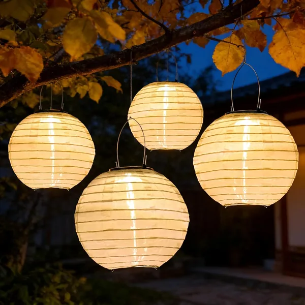 SLWOO Solar Lanterns Outdoor Weatherproof - Pack of 4