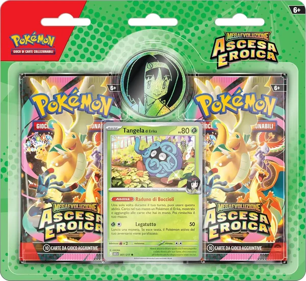 Pokémon: Erika Collection of Megaevoluzione Expansion - Heroic Rise of the GCC Pokémon (one Holographic Promotional Card, One Coin and Two Expansion Envelopes), Italian Edition