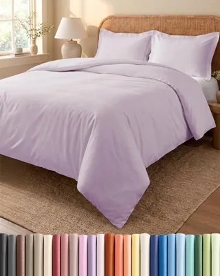 Housse de Couette 200x220 cm avec Taies d'Oreiller 80x80 - Lavande Clair - Parure Lit 3 Pièces pour Lit 2 Personnes