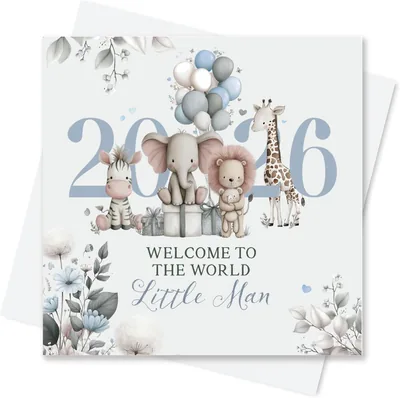Born In 2026 Baby Boy Card - Safari Blue