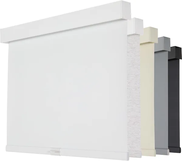 Persilux Blackout Roller Shades for Windows, Thermal Insulated Fabric Window Shades, Cordless Free-Stop Blinds for Windows with Valance, UV Protection Shades for Home, White, Custo
