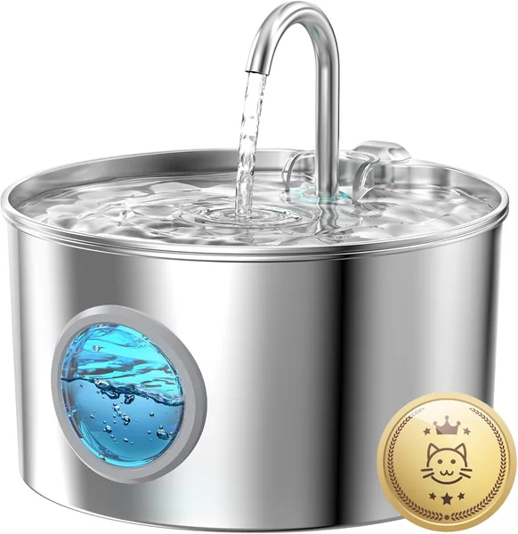 Stainless Steel Cat Fountain: Automatic Cat Drinker - 2.2L Silent Cat Fountain