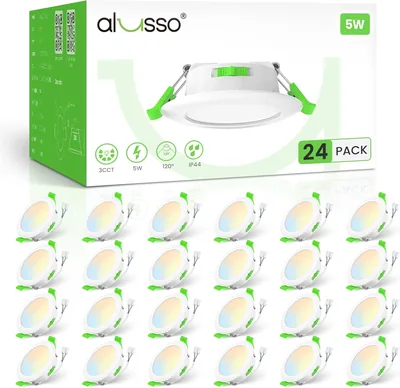 ALUSSO LED Einbaustrahler 230V, 5W Deckenspots, Weiß, 24er Set | 3CCT Einstellbar, 15% Off