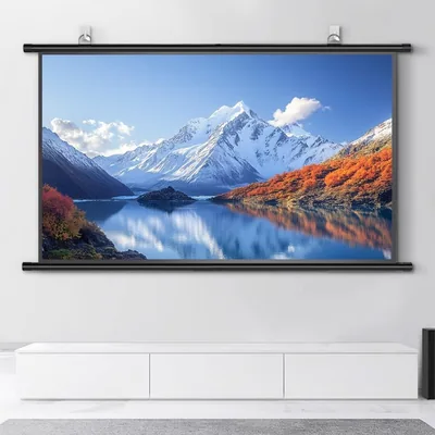 ZPIMPGMGUG Portable Projector Screen - 30/40/50/60/72 Inch Manual Pull Down Movie Screen, 16:9 4K HD Projection