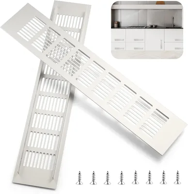 Dshunnc Belüftungsrahmen Rechteckig 30 x 8 cm Aluminium Belüftungsrahmen Türset 2 Stück Silber