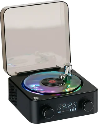 Retro Turntable Bluetooth Speaker with Light Modes
