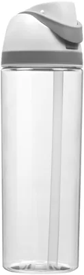 Botella de Agua VIORA Boost Clear 887 ml, Transparente con Popote y Tapa Dual Antiderrames, Tritan Resistente
