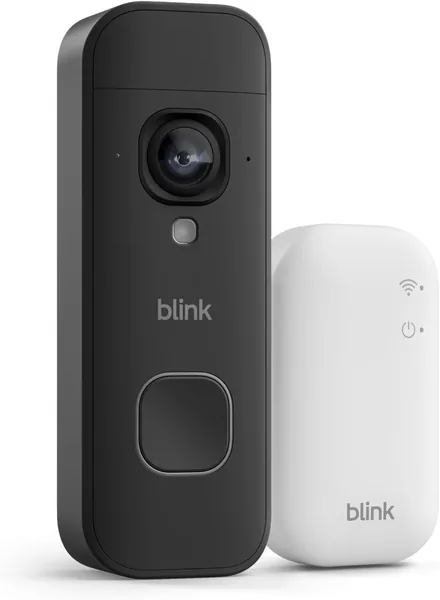 Blink Battery Doorbell 2K+ (newest gen) | Head-to-toe view | 2K video | Enhanced audio | IP65 | Long-lasting battery life | Easy setup | Sync Module Core included - System (Black)