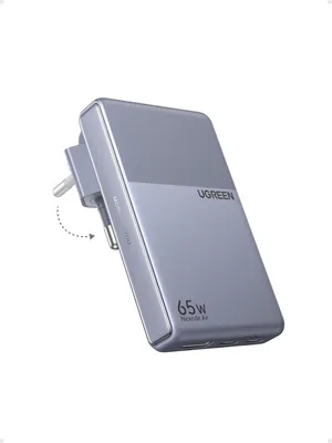 UGENER USB C Ladegerät 65 W Slim, 1,45 cm dünn, Faltenstecker, 3-Port | Ultraflaches Netzladegerät, GaN Schnellladung für Reisen & Unterwegs