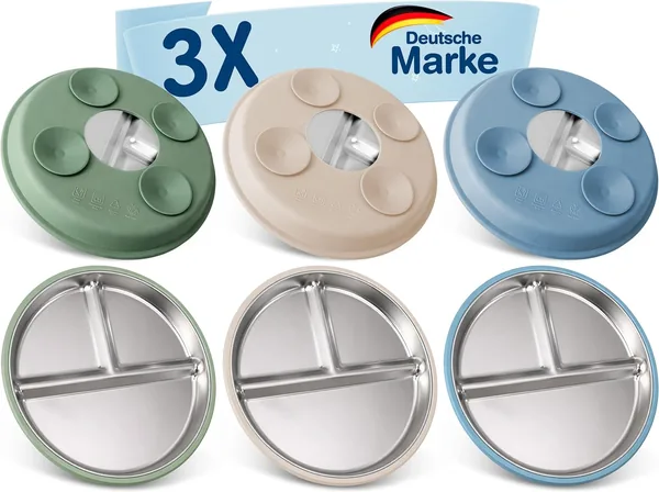 Mutkind® 3er-Set Babiplätze mit Saugnapf - Extra Starke Haftung aus Edelstahl - Spülmaschinenfest - Rutschfest - 17% Rabatt