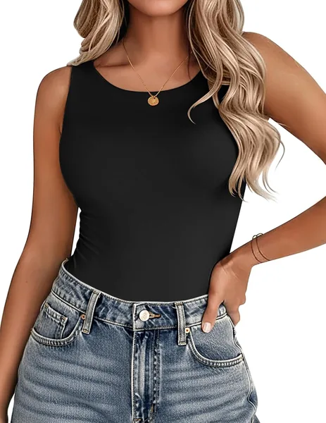 Zeagoo Womens Double Lined Tank Tops Cute Crew Neck Summer Sleeveless Workout Tops Basic Going Out Clothes 2026