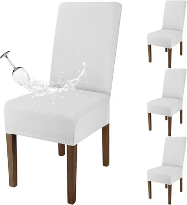 RAINSMORE Fundas para Sillas de Comedor 4 Unidades Elásticas y Lavables