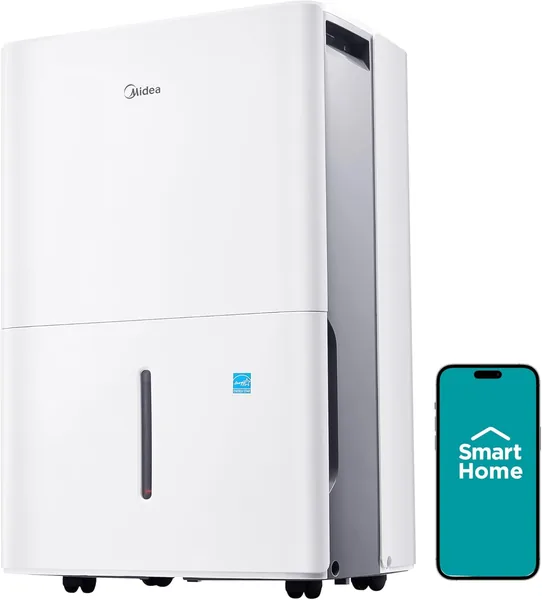 Midea 4,500 Sq. Ft. Energy Star Certified Dehumidifier for Basement With Reusable Air Filter WiFi Enabled 50 Pint 2025 DOE