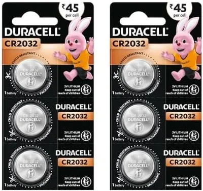 Duracell CR2032 लिथियम कॉइन बैटरी, 6 के पैक, विशेषता उपकरण, बच्चे के प्रतिरोधी पैकेजिंग, इलेक्ट्रॉनिक कार कुंजी, स्केल