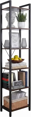 Estantería OSLIFE de 6 Niveles Estrecha, 186 x 30 x 40 cm, Minimalista Organizador de Muebles, Librero Pequeño