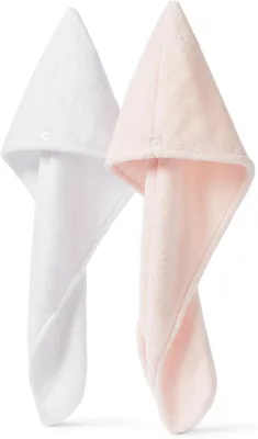 Toalla de Secado Rápido de Microfibra Amazon Basics, Blanco/Rosa, 2 Unidades - 37% de Descuento