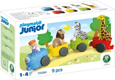 PLAYMOBIL Junior Animal Train with Trailers & Driver's Hood