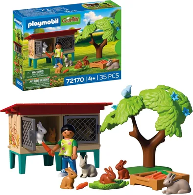 PLAYMOBIL Landwirtschaftlicher Kaninchenstall 72170 mit Ställen, Baum, Futter und vielen Tieren - 34% Rabatt