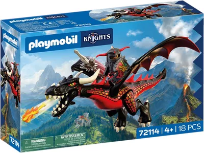 PLAYMOBIL Drache Schwarz Feuer Drache mit Schießfunktion und Ritter-Drache Spielzeug für Kinder ab 4 Jahren - 25% Rabatt