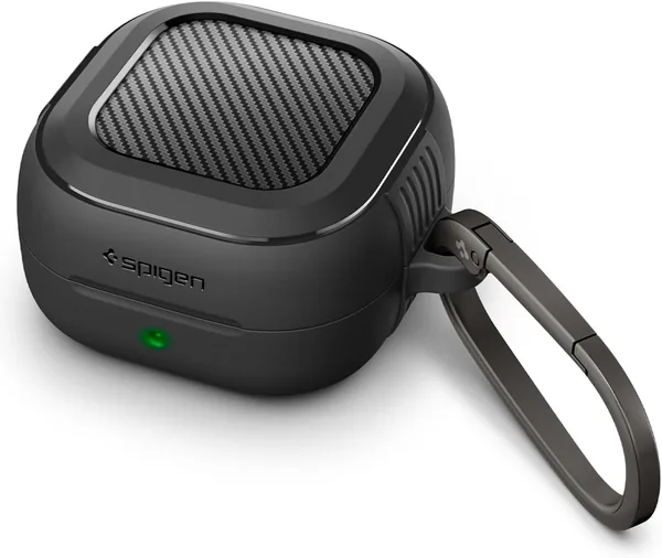 Spigen Rugged Armor for Samsung Galaxy Buds4 and Buds 4 Pro case Shockproof Protective cover with Carabiner (2026) - Matte Black