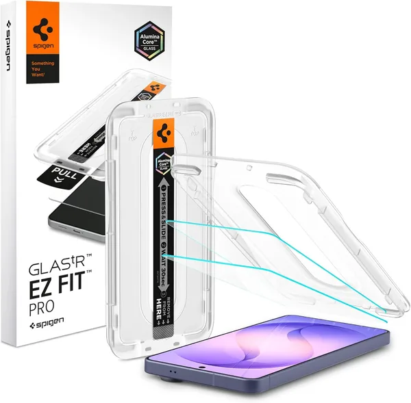 Spigen GLAStR EZ FIT PRO for Samsung Galaxy S26 ULTRA Screen Protector [2 PACK] Premium Tempered Glass [Aluminum-Enhanced Durability] Impact resistance | Auto Alignment | Case Fit
