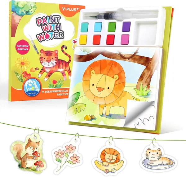 YPLUS Water Painting Book for Children 3-6 Years - Coloring Book with 8 Colors and Magic Effect