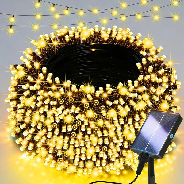 Lighprenix Solar Lights Outdoor Garden - 20m 200LEDs Solar Powered Waterproof Warm White Fairy Lights with 8 Modes