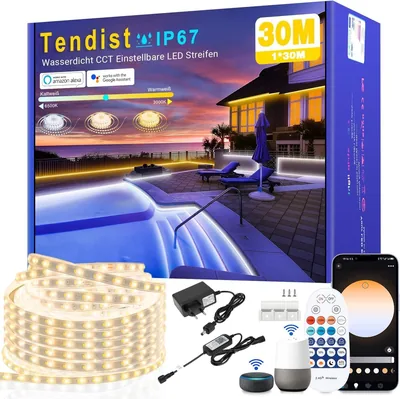 Ruban LED Tendist Extérieur Blanc Chaud à Froid Variable, Compatible Alexa et Télécommande 24