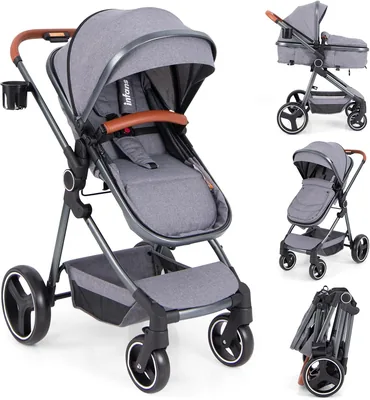 GYMAX Foldable Baby Stroller - All in One Toddler Pushchair