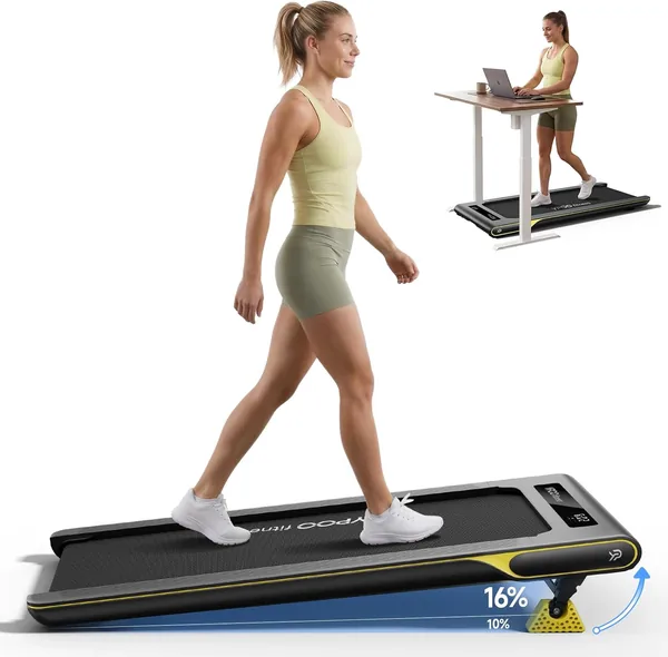 YPOO Walking Pad with 16% Incline,3-in-1 Ultra Slim Walking Pad Treadmill for Home and Office