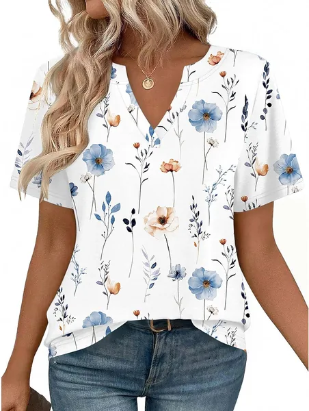 Zeagoo Womens Tops Short Sleeve V Neck Tee Shirts Cute Dressy Casual Clothing Business Tunic Work Blouse