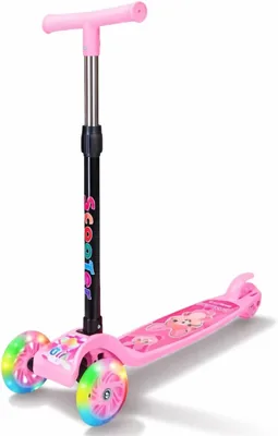 Patinete Infantil 3 Rodas Com Luzes LED Dobrável Altura Regulável - Melhor Preço