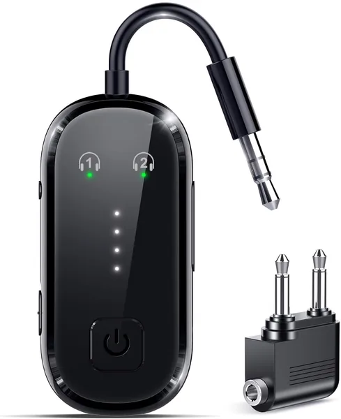 2026 Upgraded Pro Bluetooth 6.0 Transmitter Receiver|Bluetooth Adapter for TV/Airplane/Gym to Wireless Headphones/All Airpods,Dual Link & Low Latency