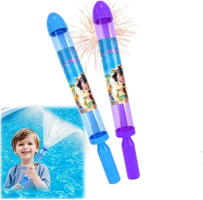 AMERTEER 2 Packs Firework Watergun - Kids Summer Toy Water Guns | High Pressure Splash