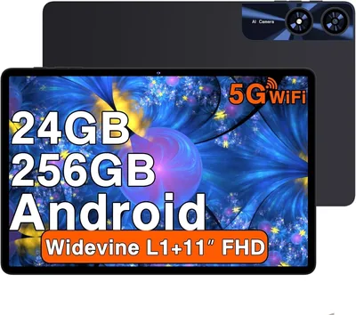 Tablette Android 2026 11 pouces - 256 Go ROM (2 To TF), 24 Go RAM, Octa-core 2.0 Ghz, 5G WiFi 6, Widevine L1, 8000 mAh, GMS, 5