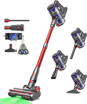 VACTechPro 55 KPa Saugleistung / 600 W Akku-Staubsauger mit 1,6 Liter Behälter, 8-facht Filtern, Superleise, Anti-Verwicklungs-Flasche
