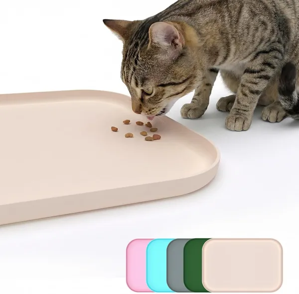Non-Slip Silicone Dog Food Mat & Pet Feeding Mat - Waterproof Dog Bowl Mat for Messy Eaters