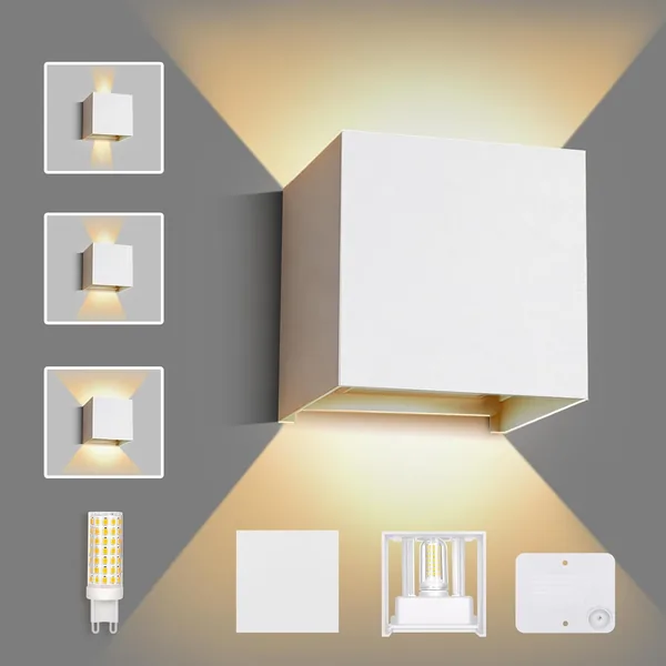 OMBRAT Applique Murale LED Intérieure et Extérieure, Lot de 1, Blanc Chaud 3000K, Ampoule G9 Remplaçable, Étanche IP65, 9W 700 - Meilleur Prix