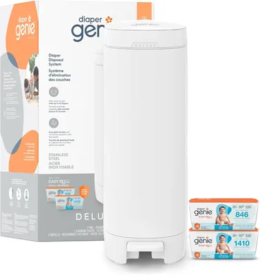 Diaper Genie Deluxe Gift Set Pail - Stainless Steel Diaper Disposal