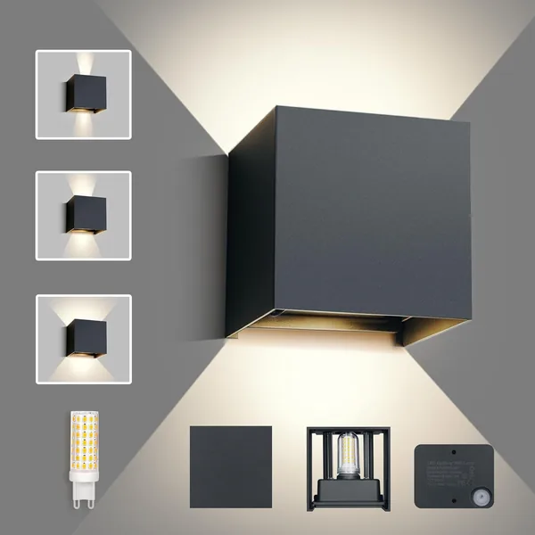 OMBRAT Applique Murale LED Intérieure et Extérieure, Lot de 1, Blanc Neutre 4000K, Ampoule G9 Remplaçable, Étanche IP65, 9W - Best Deal