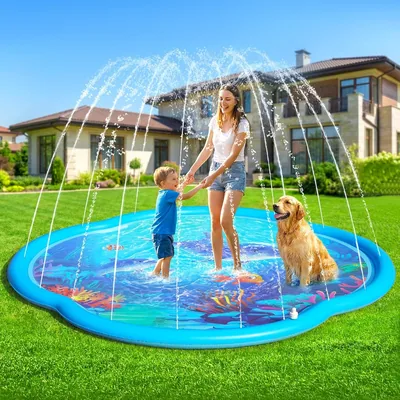 ChlorBlu Splash Pad: Juego de Sprinkler de PVC de 186 cm para Actividades en Familia, Mat de Juego Acuático para Niños (33% Off)