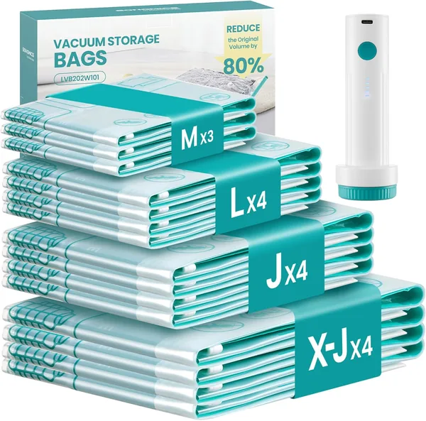 SONGMICS Vacuum Bags with Rechargeable and Portable Electric Pump, Bags for Clothes, Sheets, Wardrobes and Travel