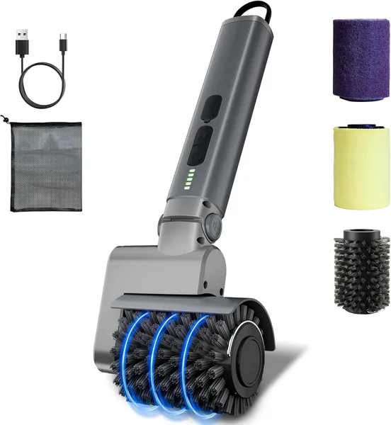 Electric Grill Brush, Battery Wire Brush, Grill Angle Adjustable, Waterproof Grill Brush for Cast Grate, 3 Adjustable Speeds